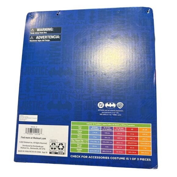 DC Comics Batman Halloween Costume for Toddler, Size 2T, by Rubies NEW - Picture 3 of 4